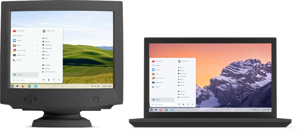 Two old computers running Zorin OS